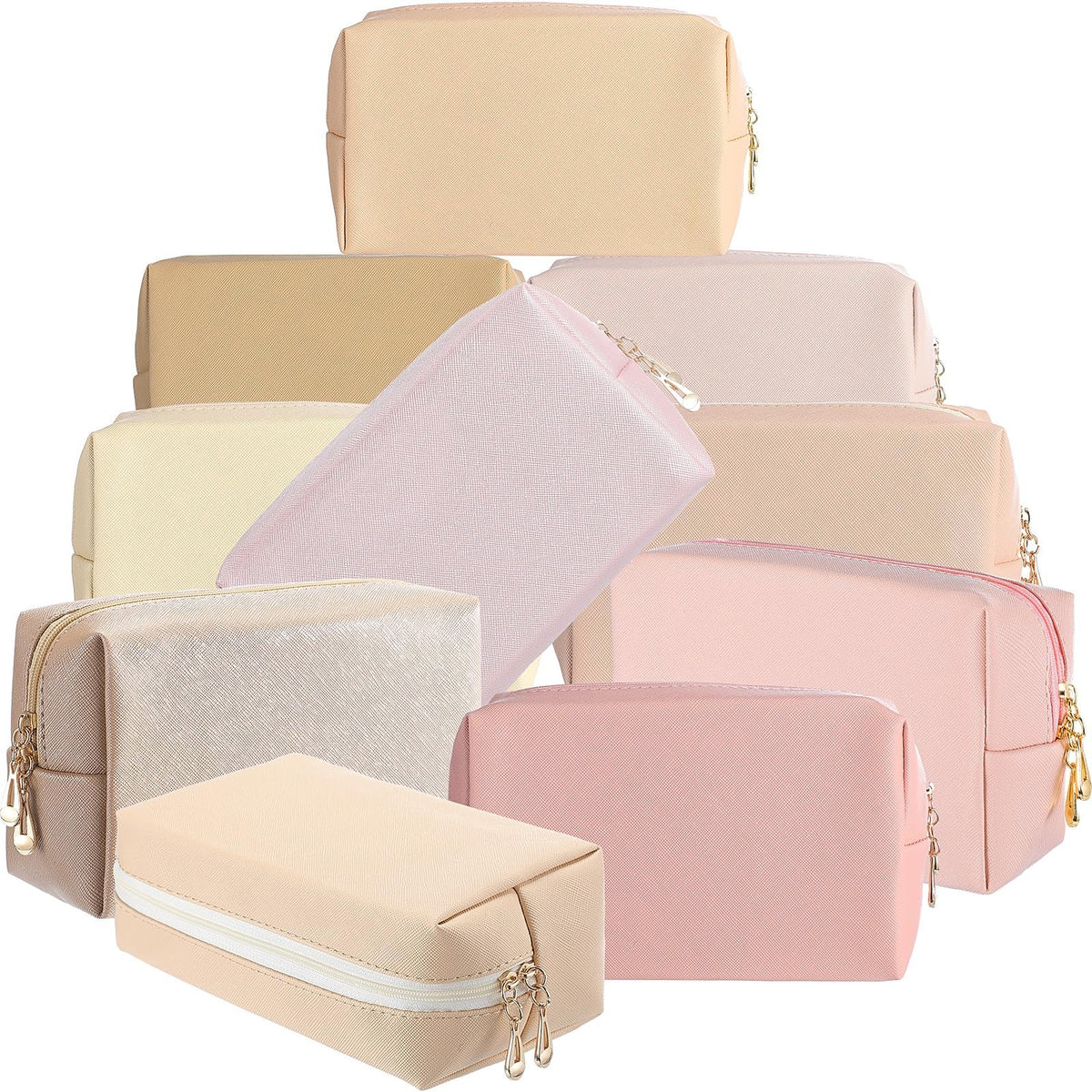 9 Pack Travel Cosmetic Bags for Women - PU Double Zipper Makeup & Toiletry Organizer