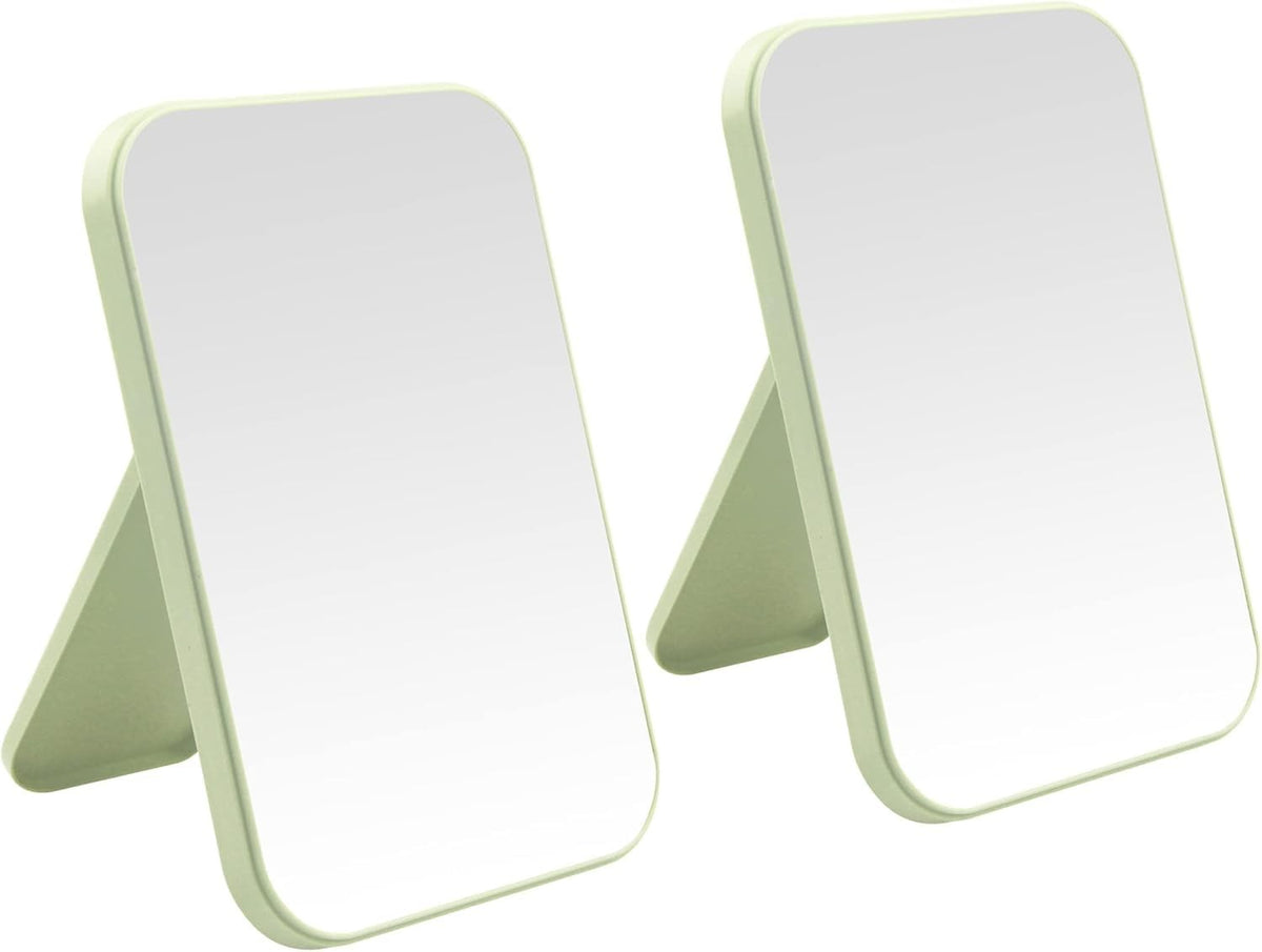 8-Inch Square Wall & Desktop Makeup Mirror - Green, No Magnification