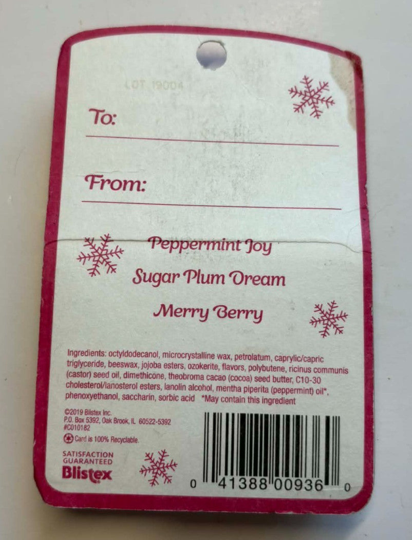 Lip Moisturizer Set - Peppermint, Sugar Plum & Berry Flavors - Holiday Collection