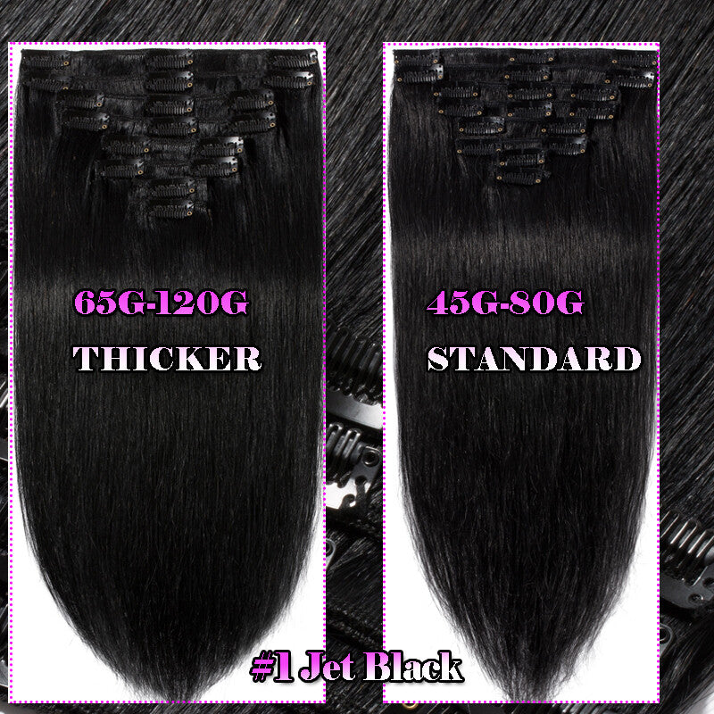 8pcs Clip-In Remy Human Hair Extensions Full Head - Brown Blonde Ombre