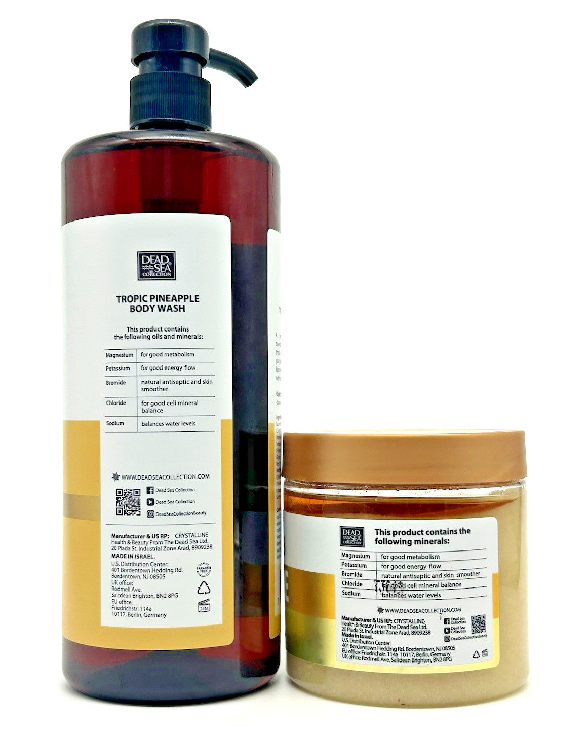 Dead Sea Collection Pineapple Mineral Body Wash (33.8 oz) &Salt Scrub