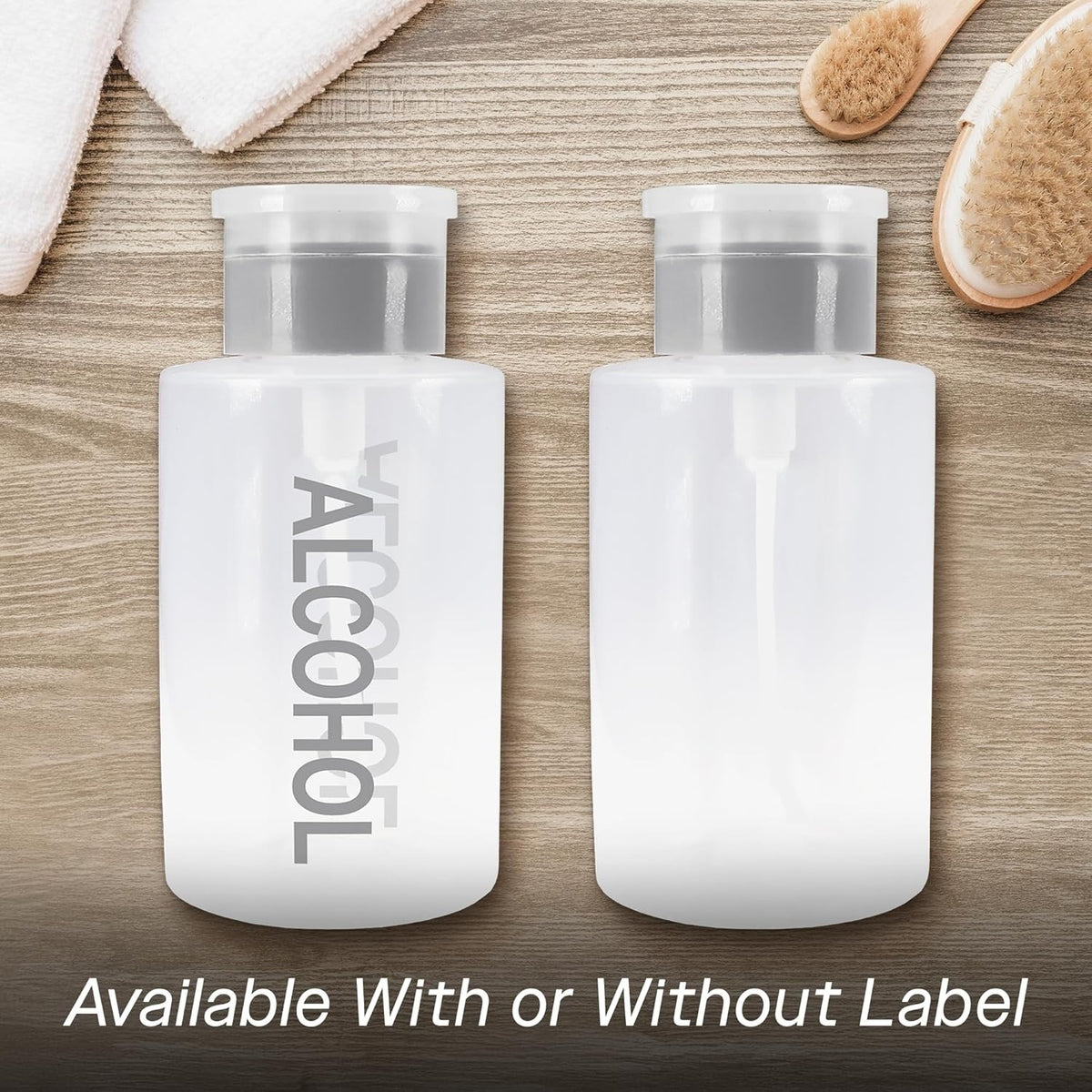 Liquid Push Down Alcohol Dispenser - Clear Refillable Bottle 9 Oz
