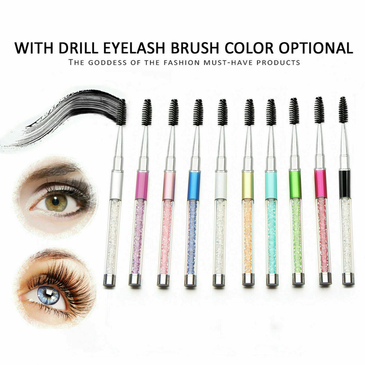 10pcs Eyelash Brush Set for Mascara and Eyebrow Application - Cosmetic Makeup Tools