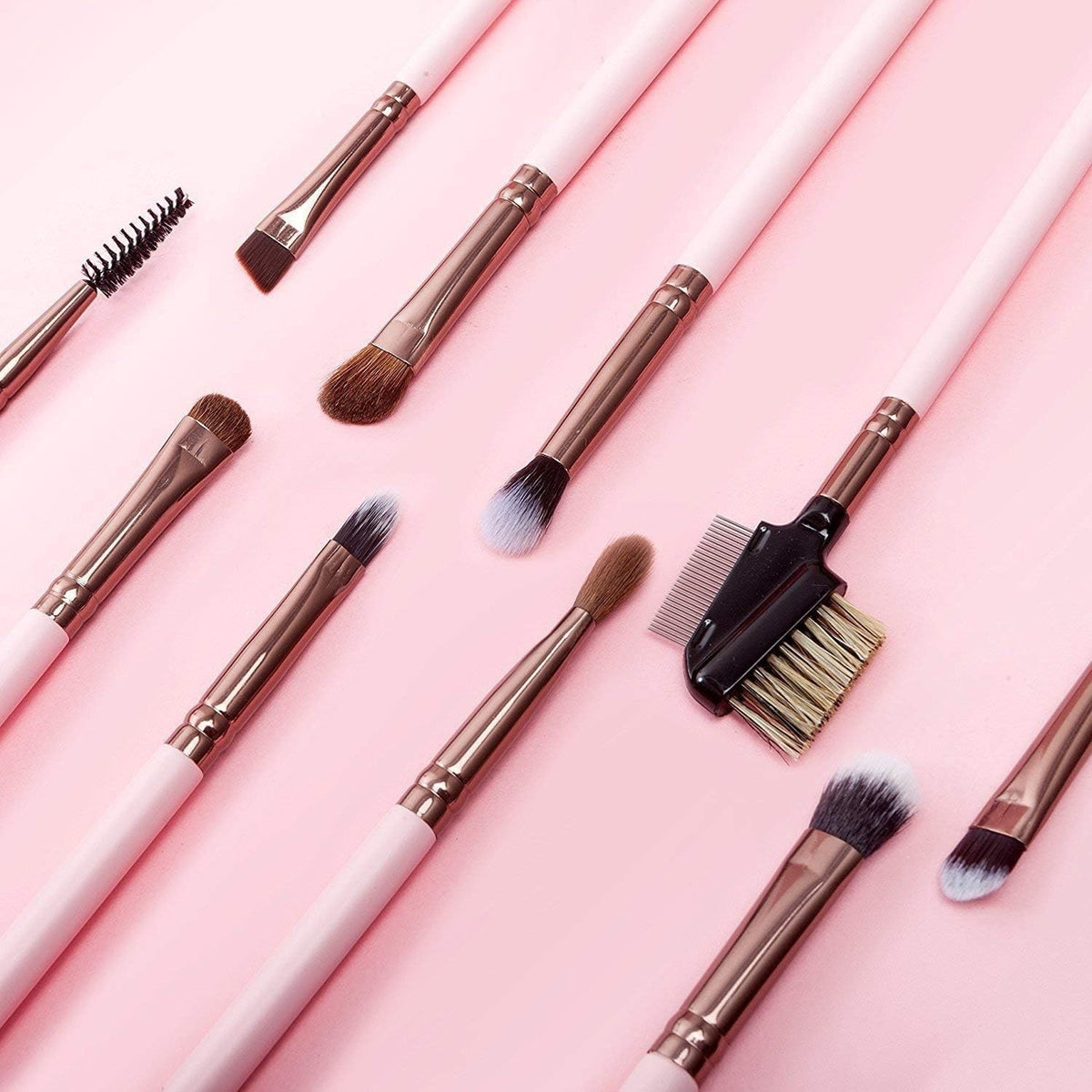 Travel Makeup Brush Set with Case - 15 Pink Professional Cosmetic Tools