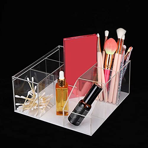Acrylic Eyelash Tool Organizer Box with Dustproof Compartments - Beauty Storage