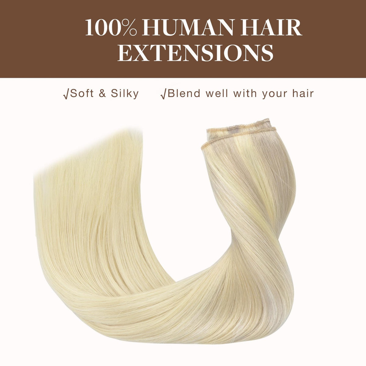 14 Inch Human Hair Extensions - Remy Silk Wire Hairpiece, Natural Color