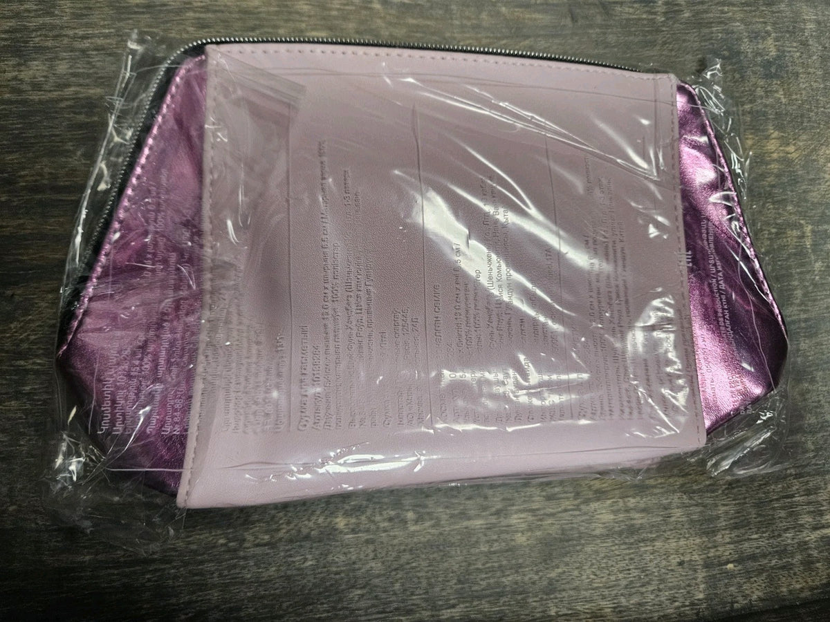 Pink Metallic Makeup Bag - 9x6 Cosmetic & Toiletry Bag