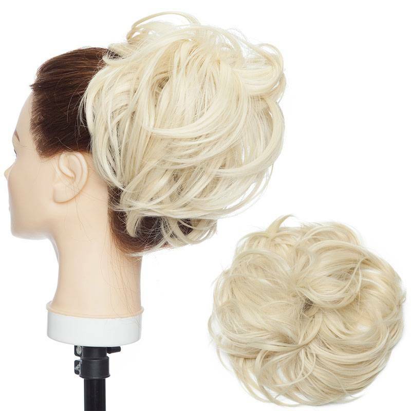 Large Messy Bun Hair Extension - Voluminous Synthetic Ponytail Wrap