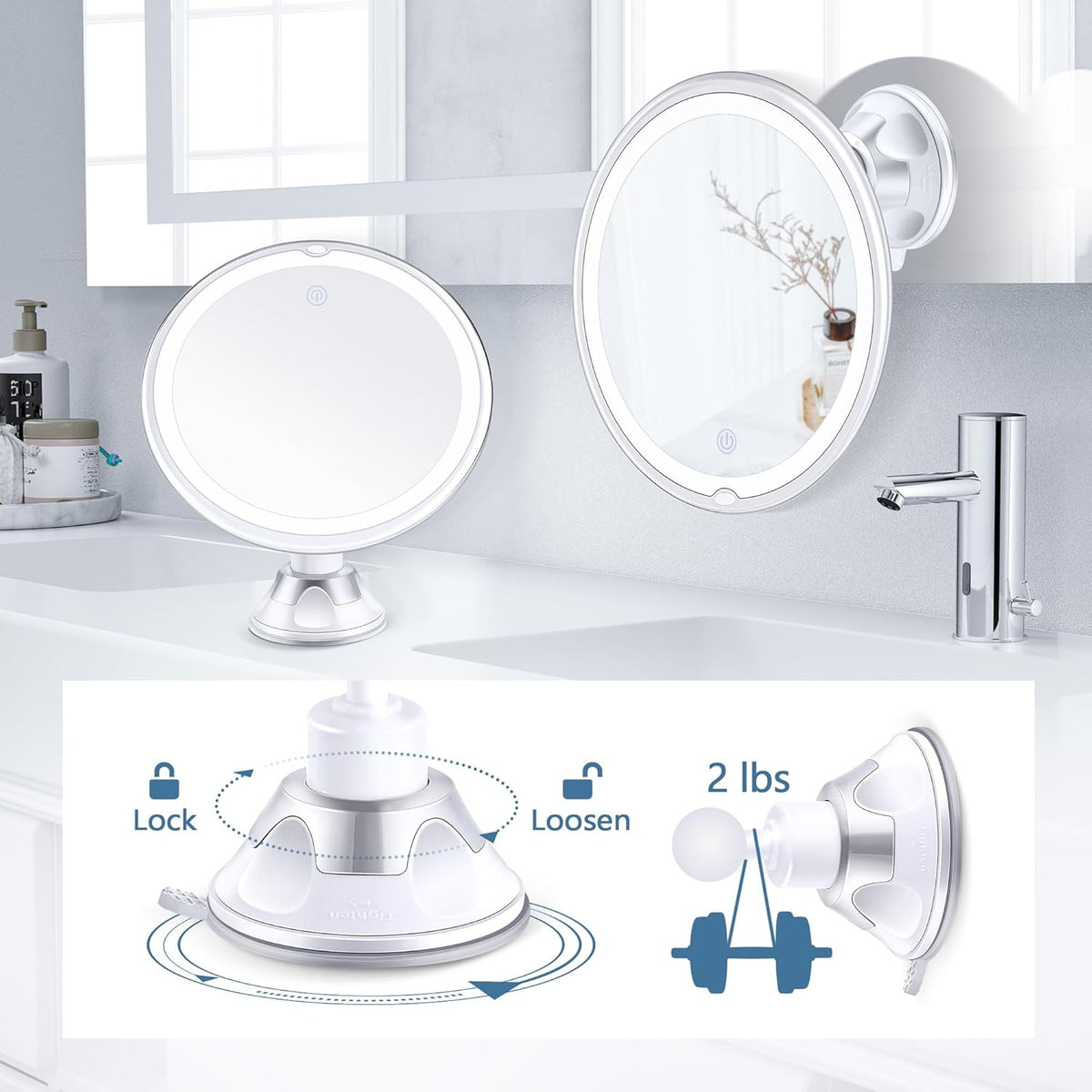 30X Magnifying Makeup Mirror with Light and Adjustable Brightness