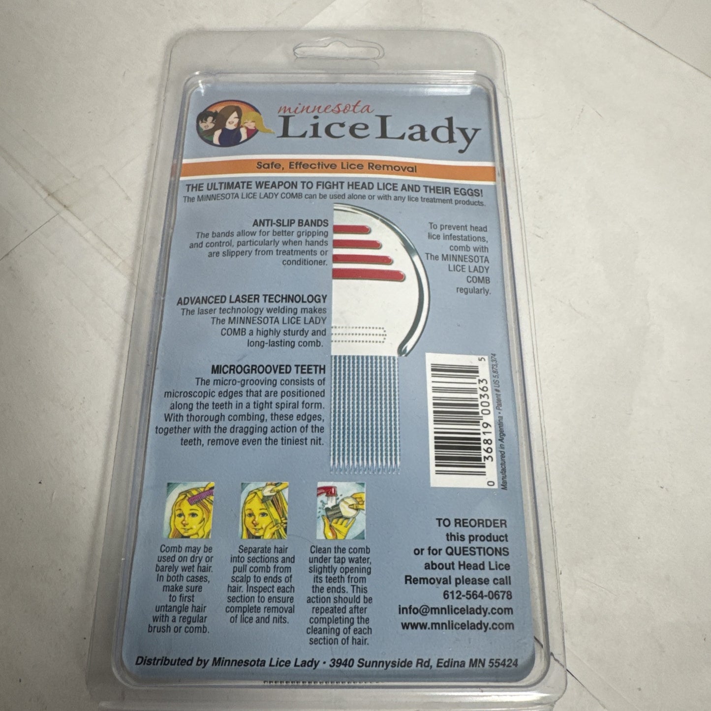 Lice Lady Terminator MinnaSota Pick Comb for Nits & Head Lice Removal