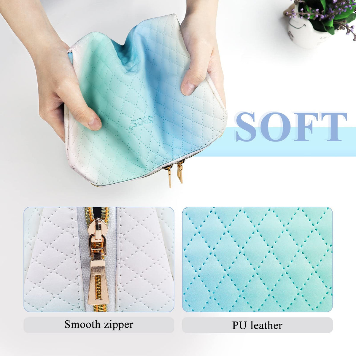 Small Travel Makeup Bag with Multiple Compartments and Elegant Design