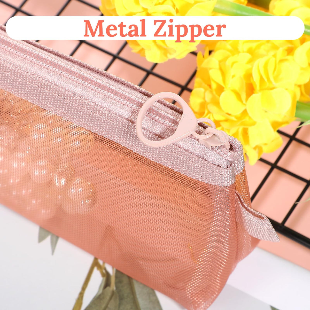 Multi-Color Mesh Travel Makeup Organizer Bags - 5 Pack