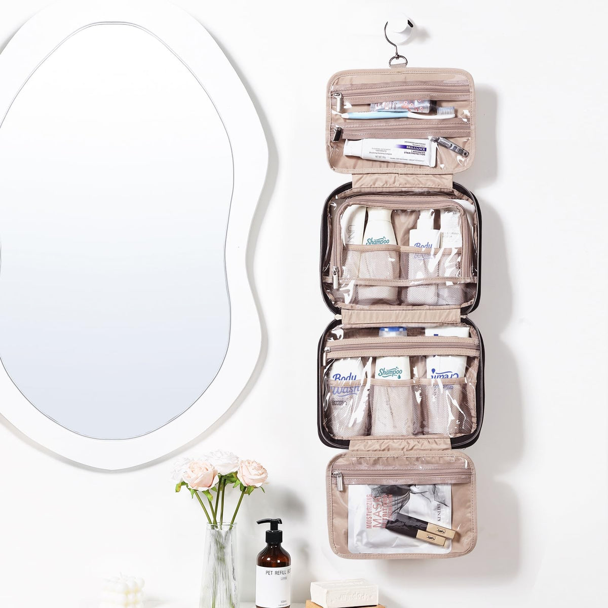 Travel Toiletry Bag Women Portable Hanging Organizer Medium Black
