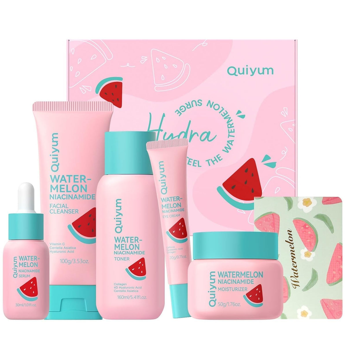 Watermelon & Niacinamide Skincare Set for Radiant, Glowing Skin - 5-Piece Kit