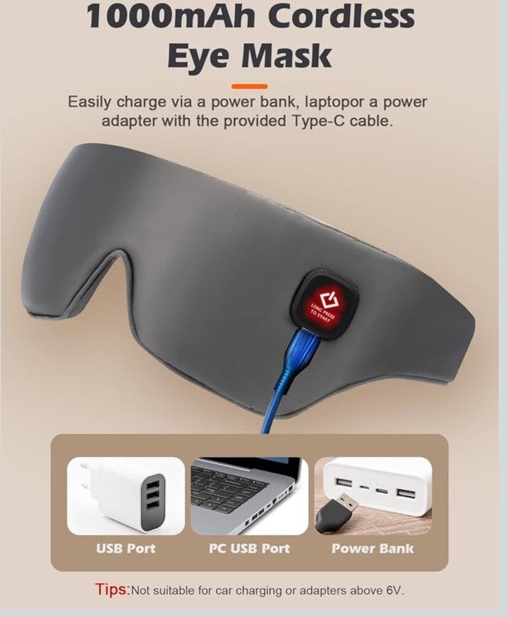 Cordless Heated Silk Eye Mask for Sleep & Relaxation - Washable Warm Compress