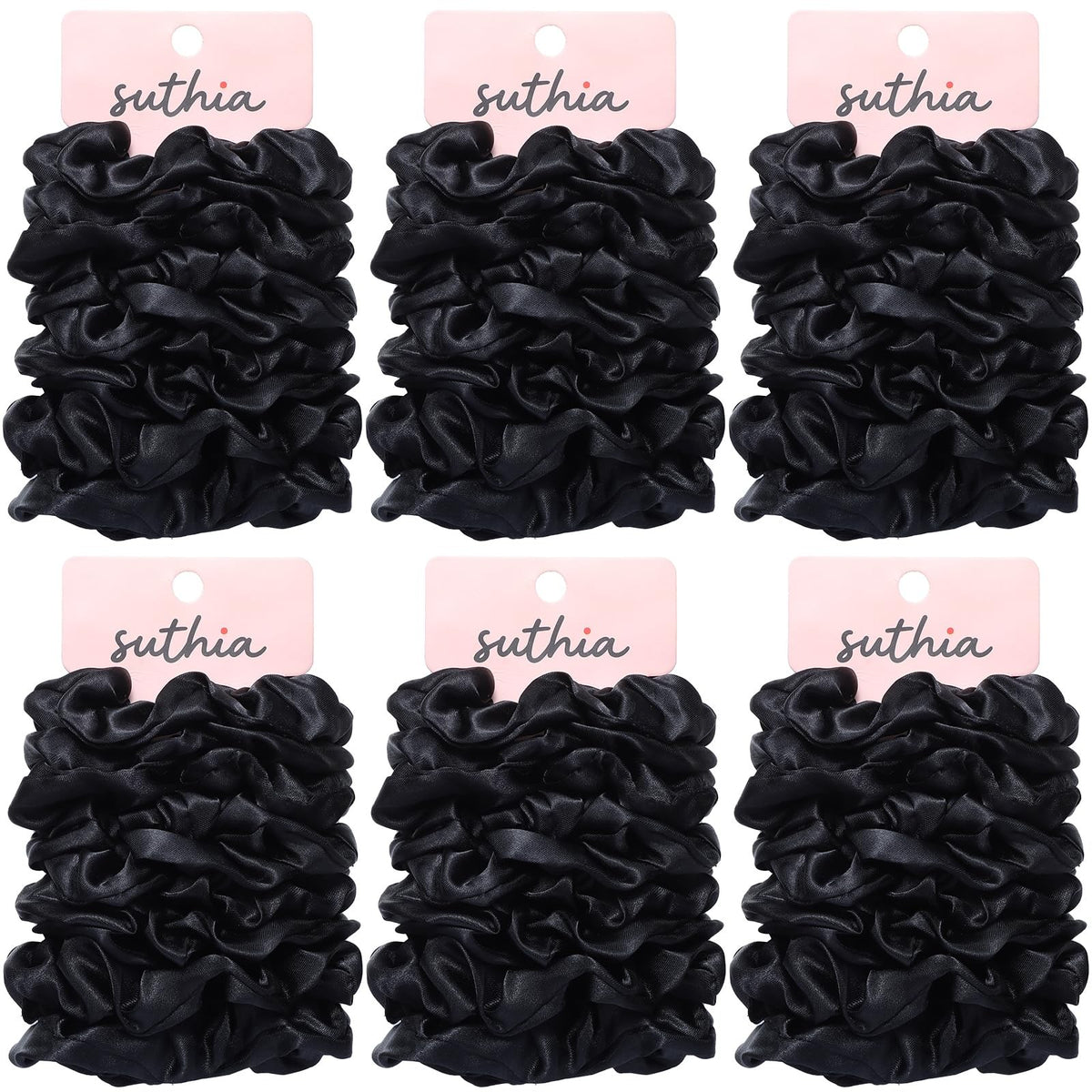 SUTHIA Satin Scrunchies for Women, Girls and Kids 60 Count (Pack of