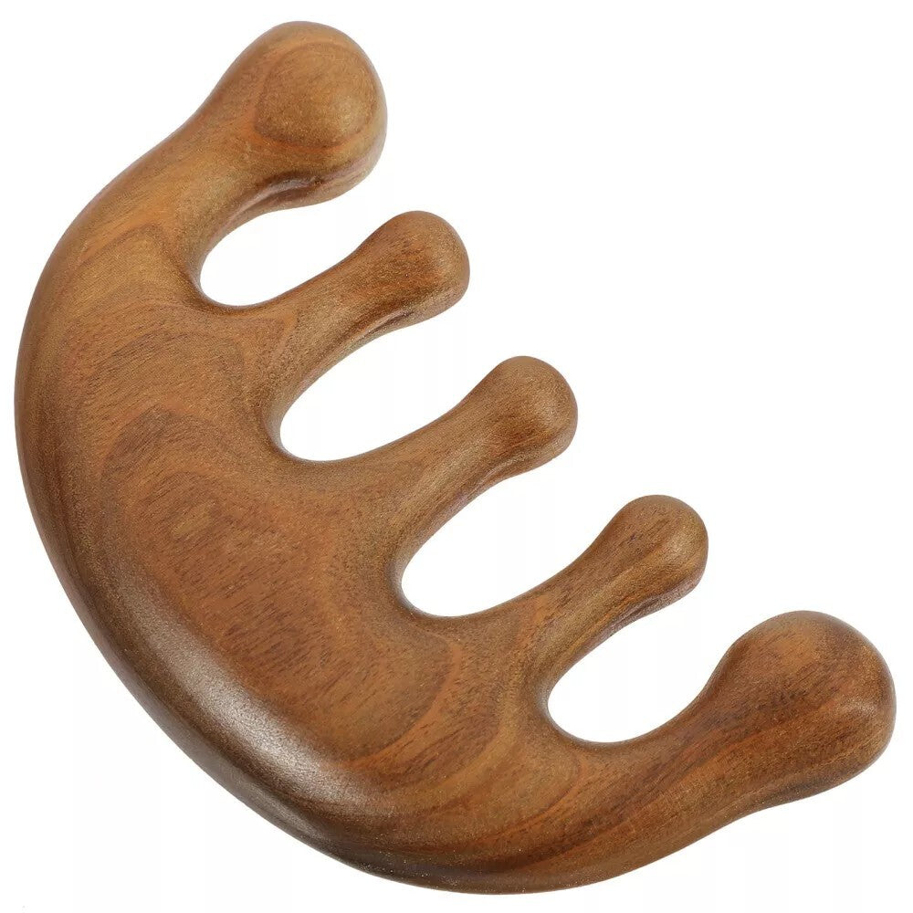 Wooden Hair Massage Comb Gua Sha Tool for Scalp and Head Relief