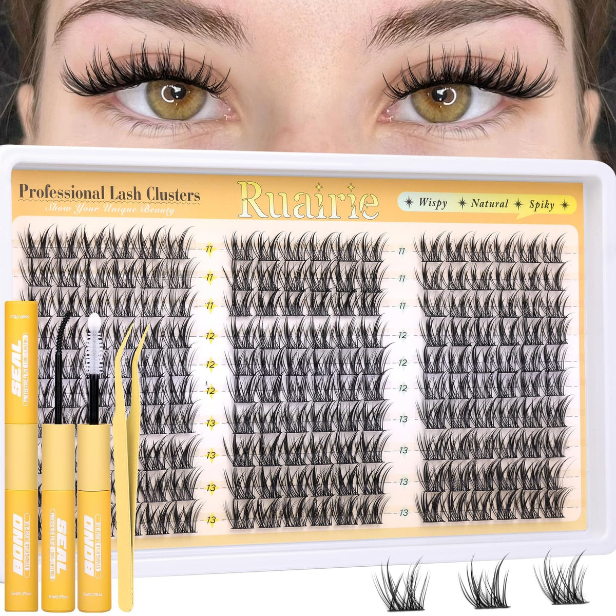 Natural Eyelash Clusters Kit - Wispy Black Lash Extensions for Eyelash Enhancement