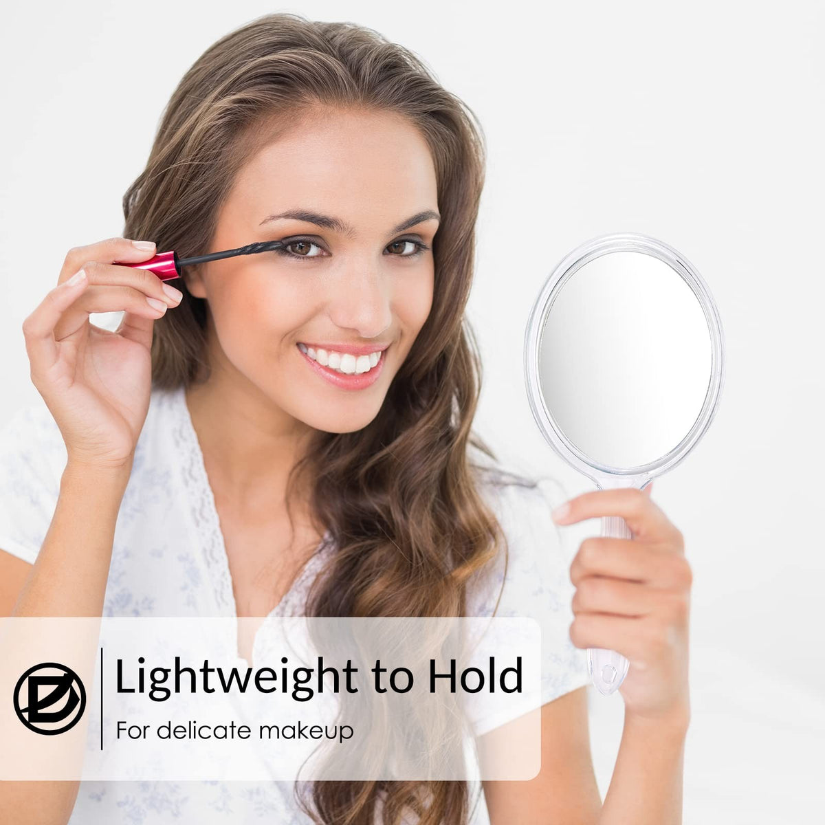 Small Double-Sided Handheld Mirror with Handle - 3.9x8.3 Inches, Magnifying Face Mirror for Makeup & Close-Up Grooming