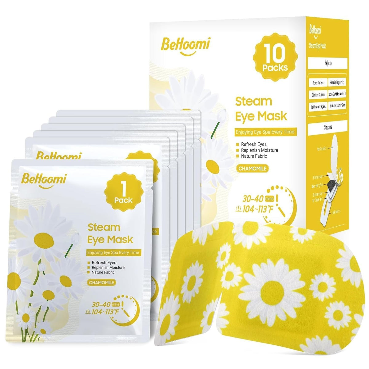 Disposable Heated Eye Masks 10-Pack for Stress Relief and Relaxation
