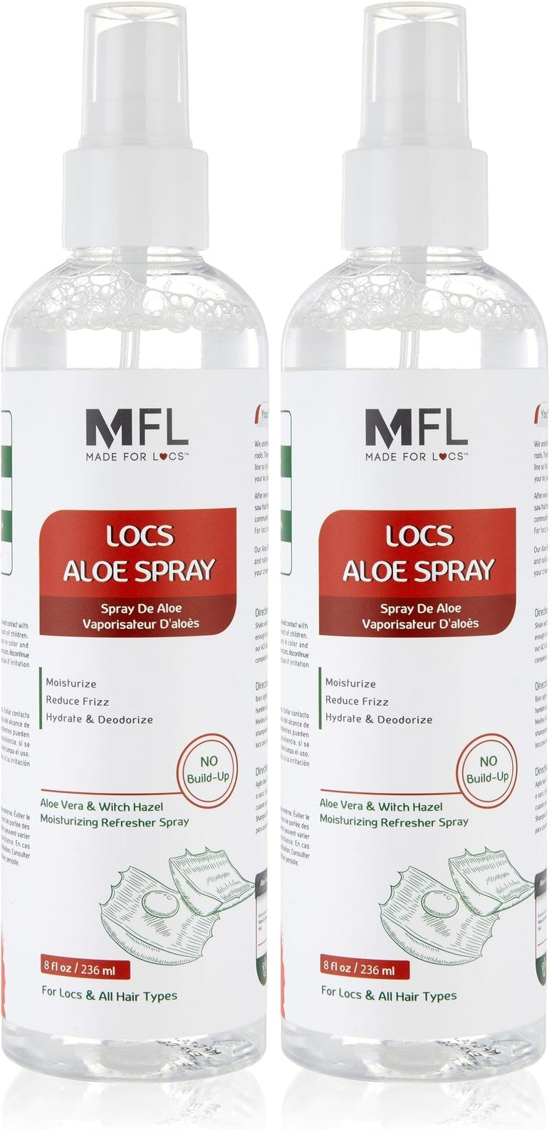 Made For Locs Aloe Vera Refresher Spray - 8 oz 2 Pack for Daily Moisturizing & Scalp Care