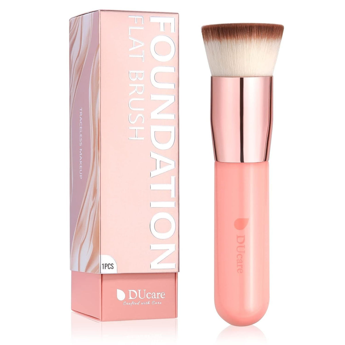Flat Top Kabuki Foundation Brush for Flawless Makeup Blending - Dense Synthetic Bristles