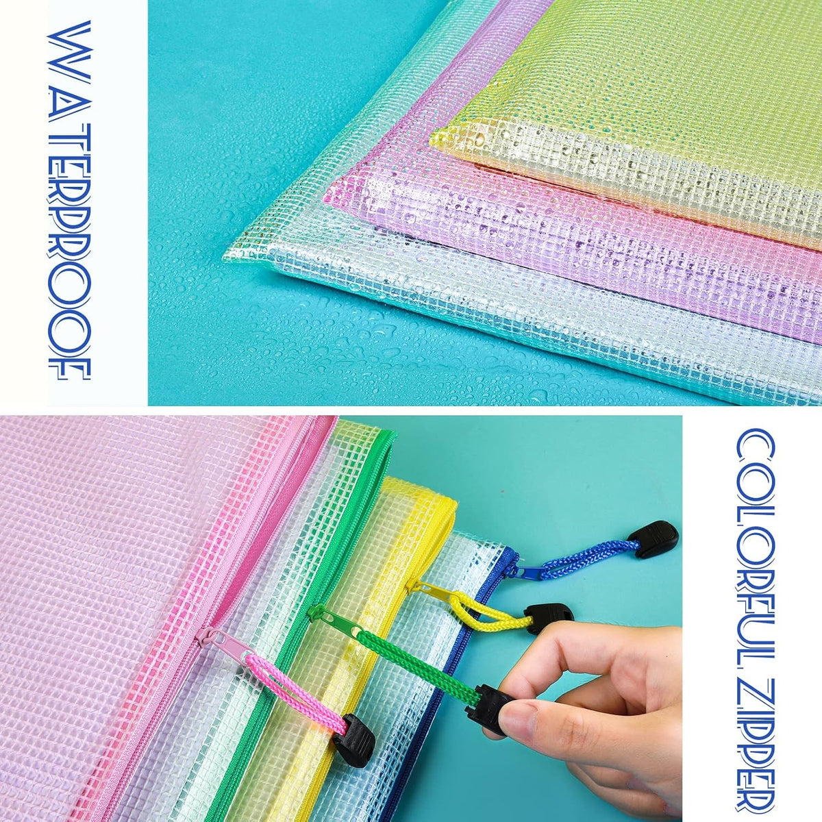 Mesh Zipper Pouch Bags Set of 4 Waterproof Storage Bags 13.2x9.2 inches