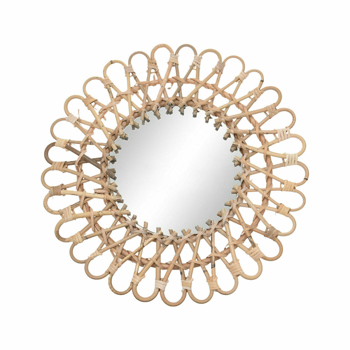 Nordic Style Rattan Wall Mirror - Space Saving Bathroom & Living Room Decor