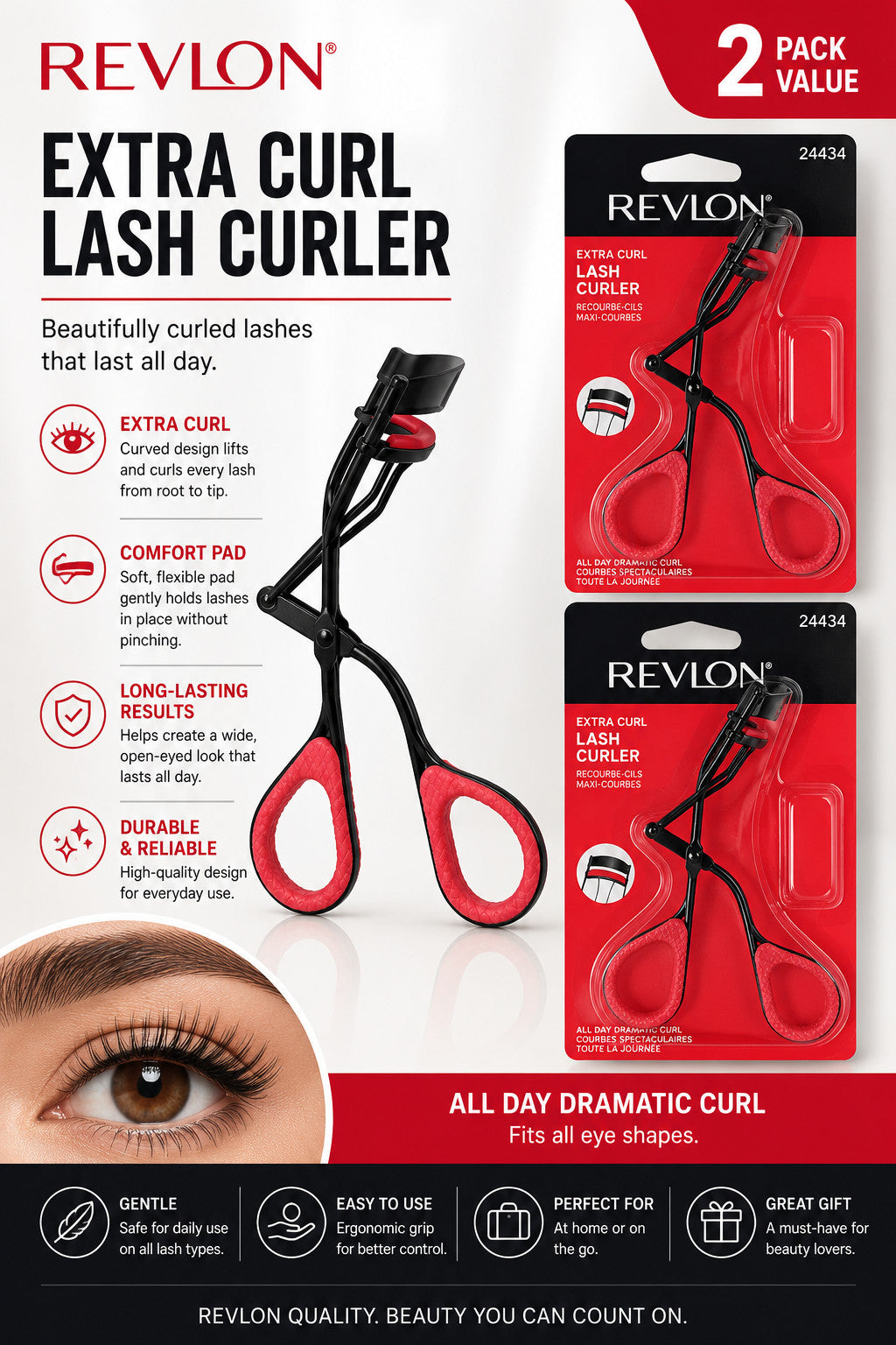 Eyelash Curler Revlon Extra Curl Lash Curler 2 Pack - Eyelash Styling Tool