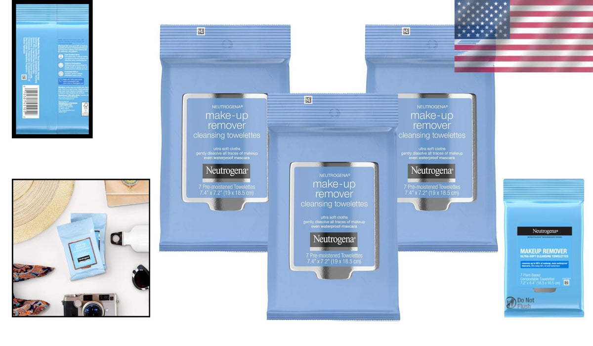 Pack of 3 Ultra Soft Makeup Remover Wipes - Individually Wrapped for Sensitive Skin