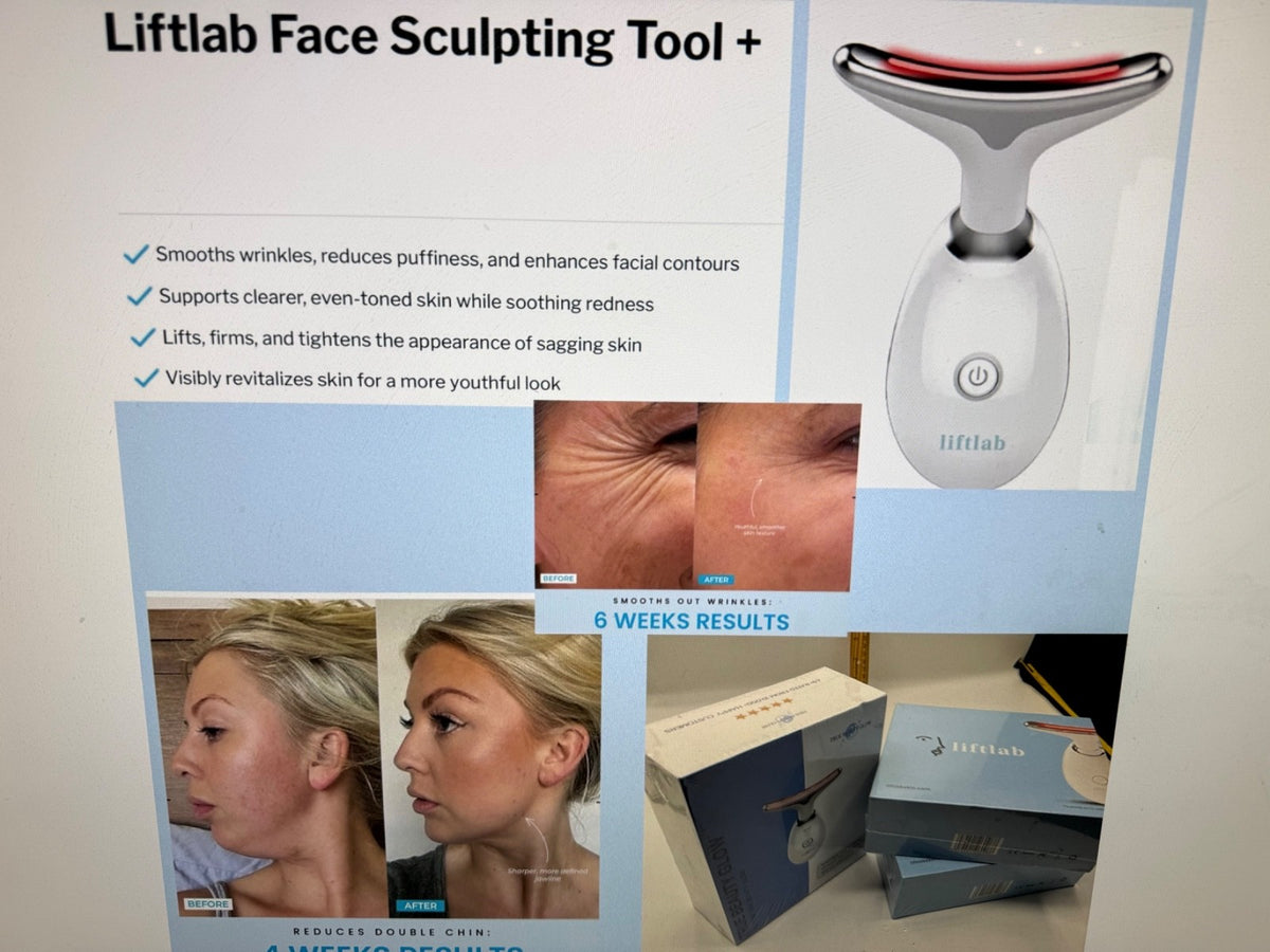 LED Face and Neck Massager with Red, Blue, Green Light Therapy – At-Home Skin Care Tool