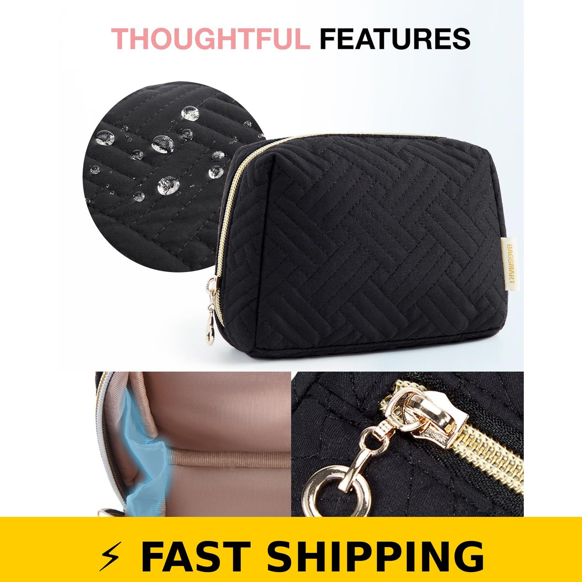 Small Makeup Bag - Compact Cosmetic Pouch with Water-Resistant Fabric