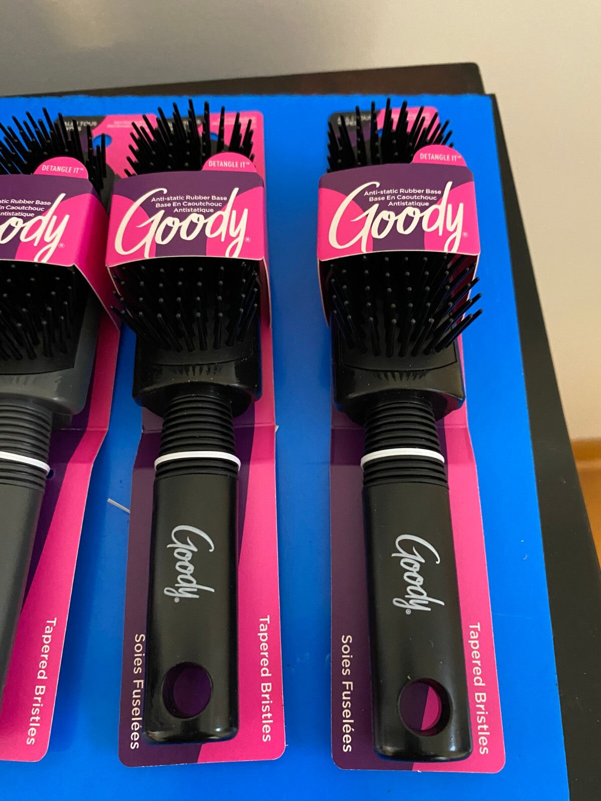 Mini Styling Rubber Base Hair Brush Set - Tapered Bristles for All Hair Types