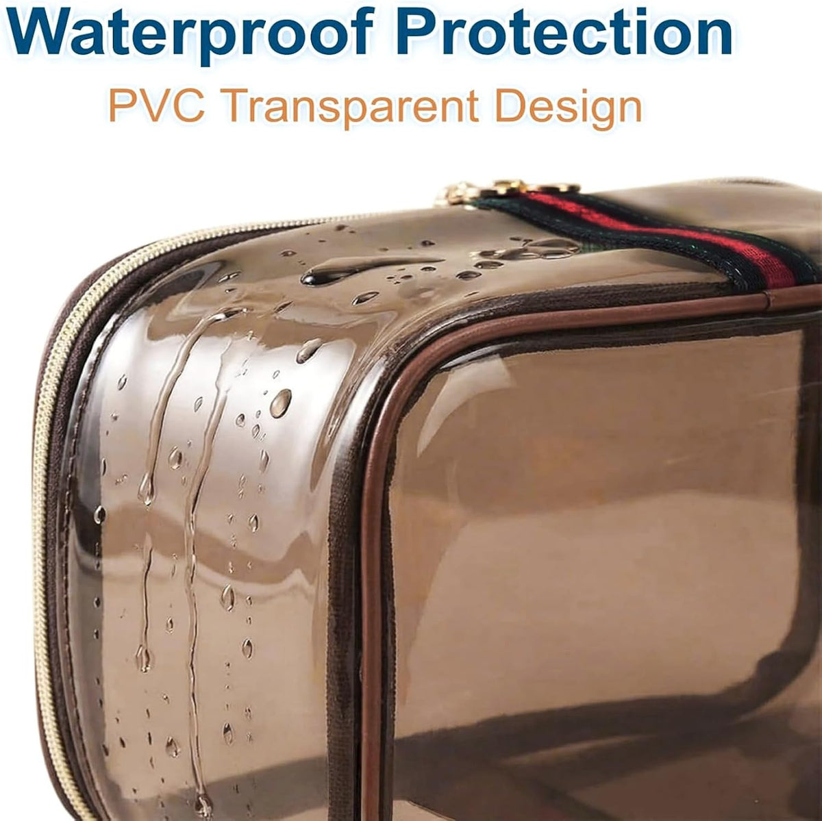 Large Waterproof Retro Cosmetic Organizer Bag - Transparent Makeup & Travel Storage