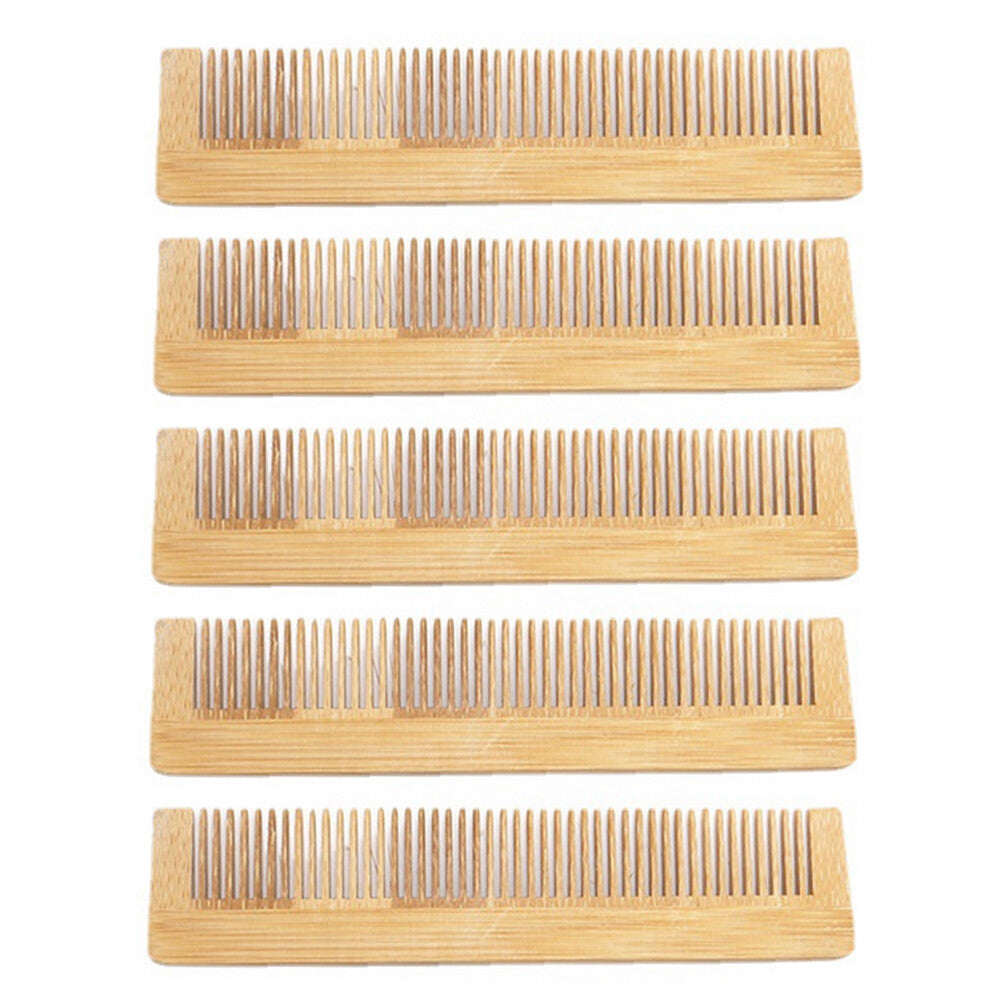 Wooden Comb Bamboo Hair and Beard Comb Natural Anti-Static 5-Pack