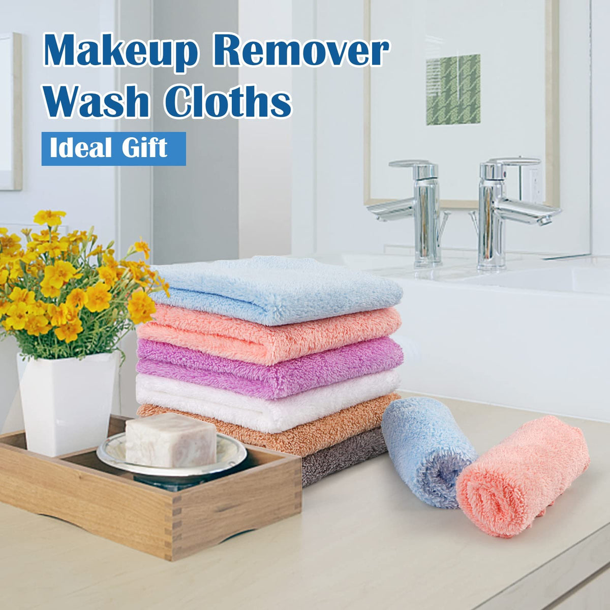 Makeup Remover Cloths - Ultra Soft Reusable Facial Cleansing Pads, Pack of 24