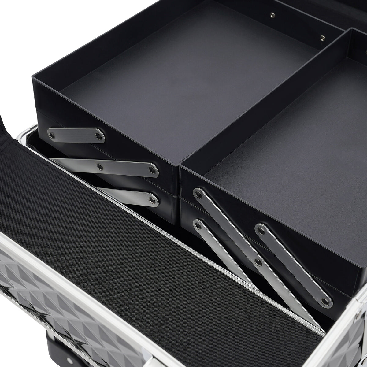Professional Aluminum Makeup Train Case with Lock & Wheels - Large Capacity Salon Organizer