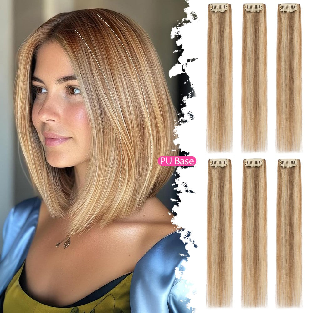 Clip-In Hair Topper Remy Human Hair Short Mini Patches for Volume & Coverage