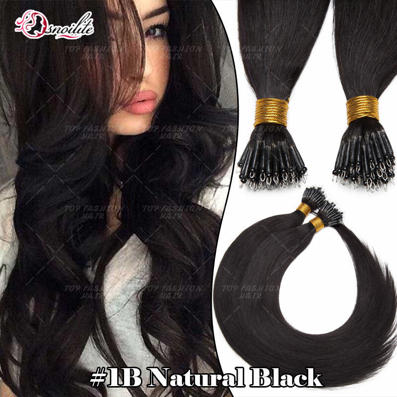 Human Remy Hair Extensions Micro Loop Nano Ring Full Head Salon Use