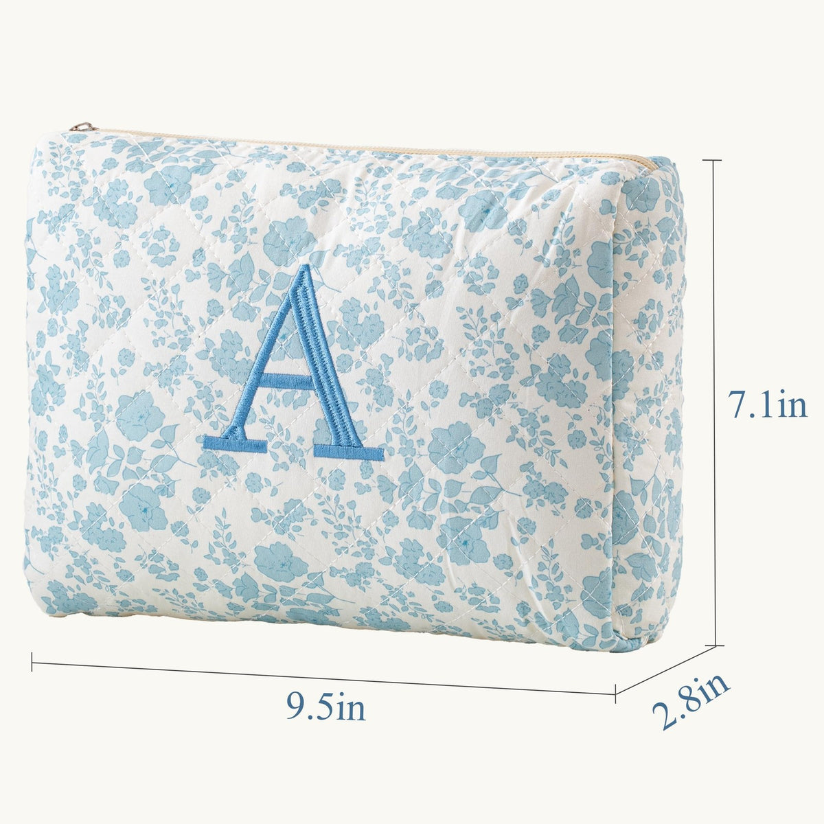 Large Cotton Travel Makeup Bag with Floral Quilted Design for Women