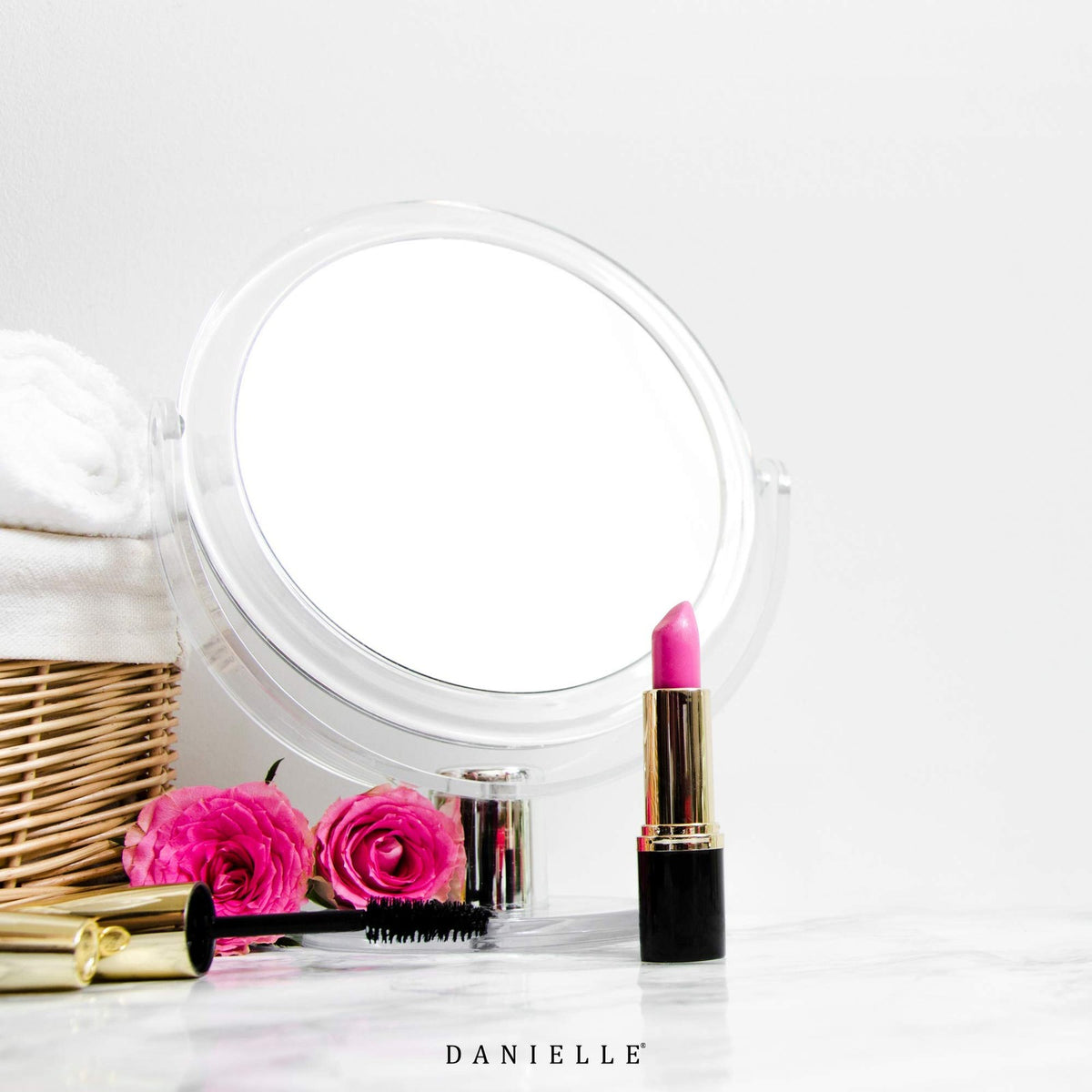 Double-Sided Vanity Makeup Mirror with 12x Magnification, 6.75-Inch Diameter, Clear