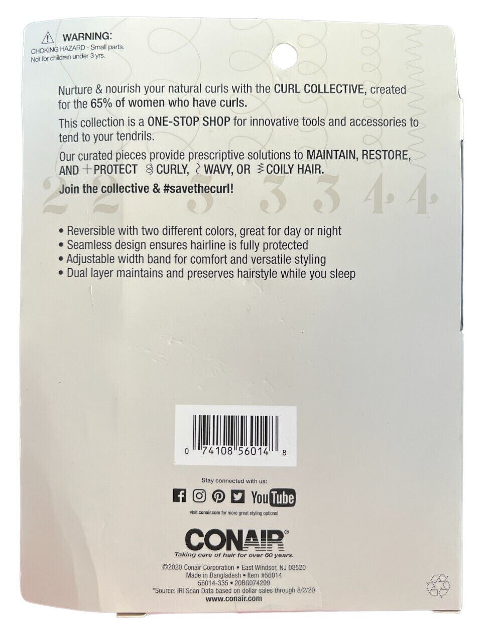 Conair The Curl Collective Wide Band Reversible Seamless Sleep Cap