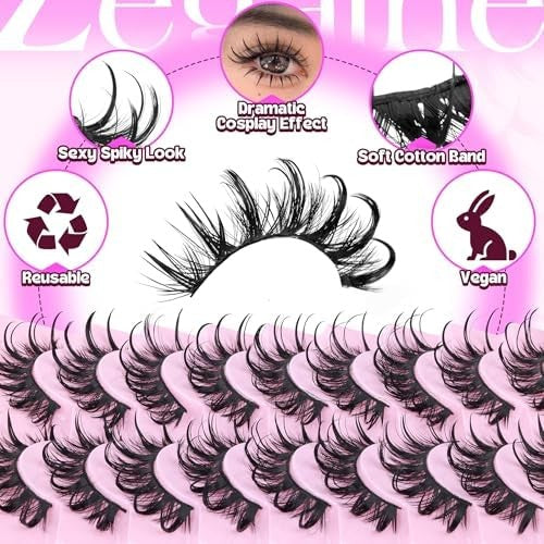 Dramatic Cat Eye False Eyelashes Long Wet Look Manga Lashes - Reusable