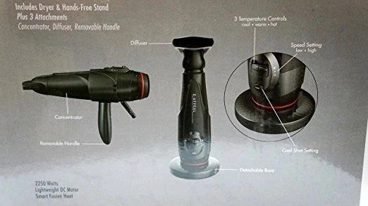 Hands Free 2250W Ceramic Ionic Hair Dryer with Stand - Lightweight & Powerful