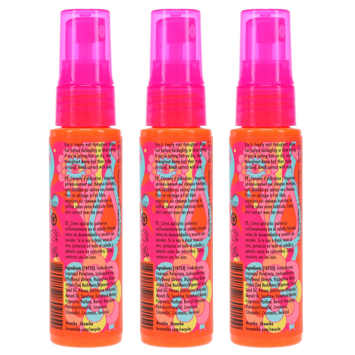 Amika Silicone-Free Detangling Primer 1 oz - 3 Pack Salon Hair Care