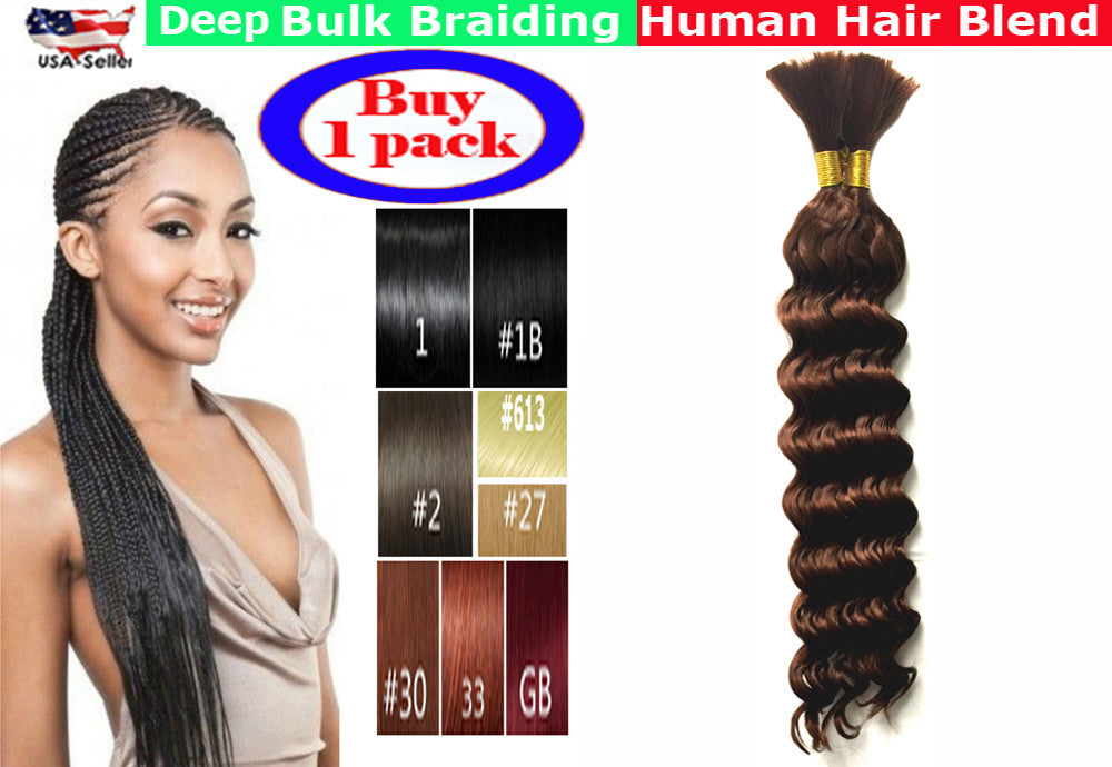 Synthetic Deep Wave Braiding Hair Bulk 18 Inch for Box Braids & Twists