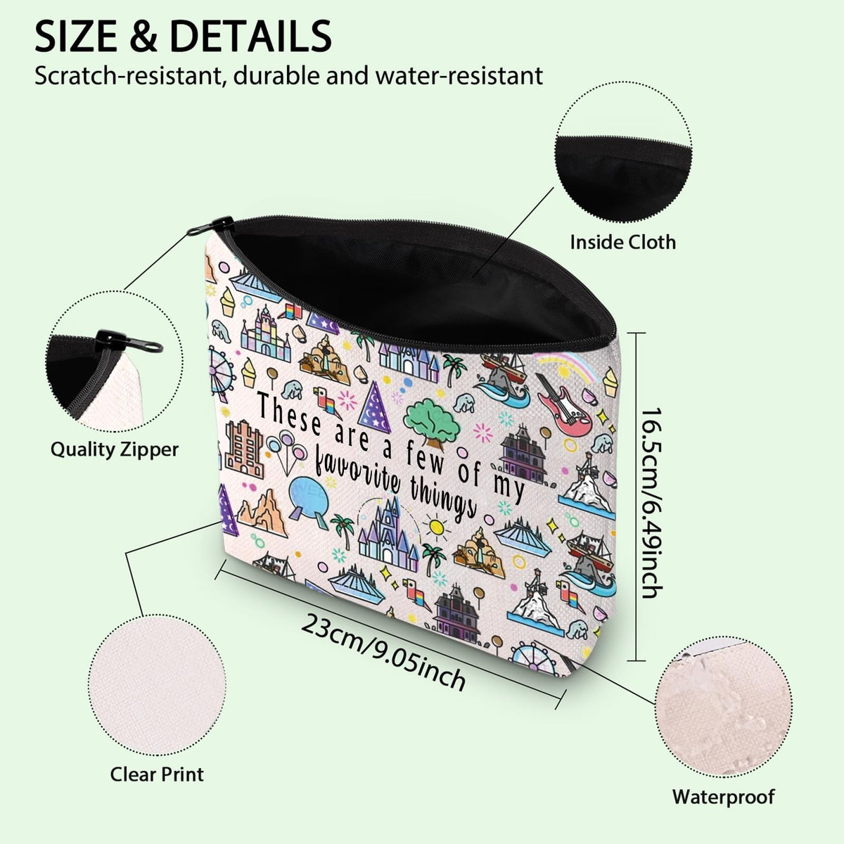 Travel Cosmetic Bag 23.5cm x 17cm Waterproof Canvas Organizer - White