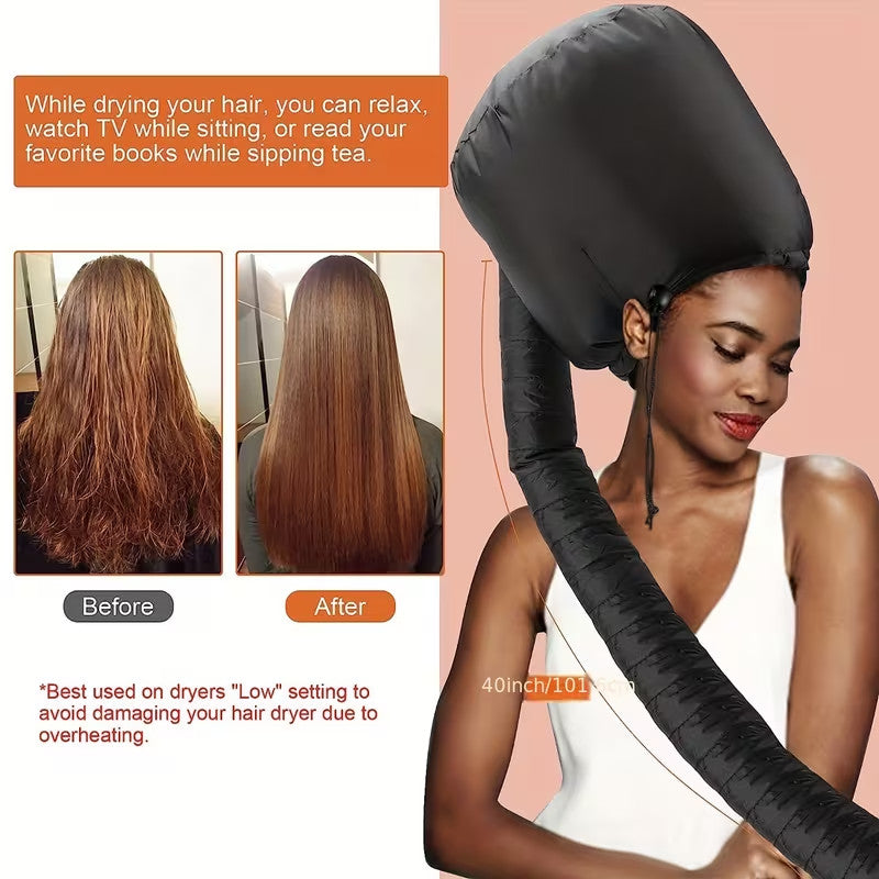Professional Soft Bonnet Hair Dryer Cap for Home & Travel, Adjustable Fit