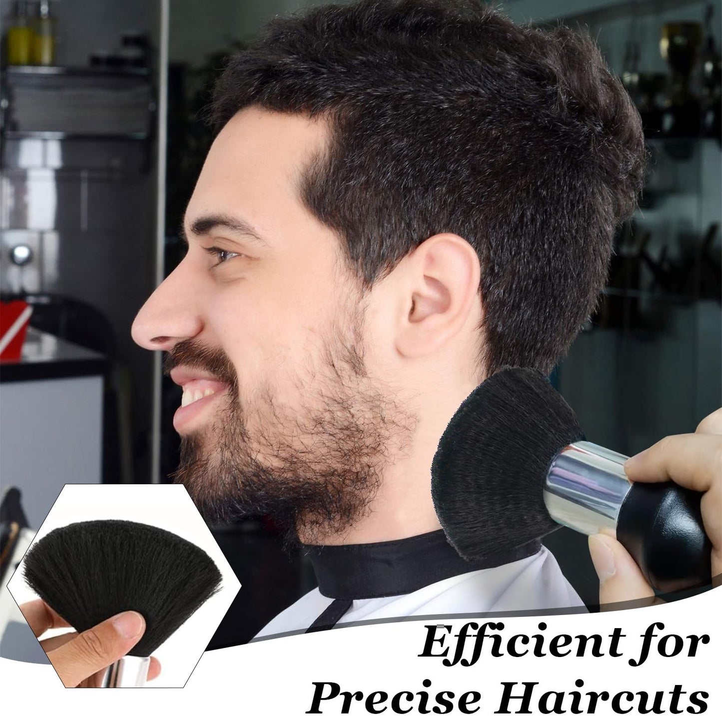Professional Barber Brush and Neck Duster Set - 2 Piece Black Salon Tools