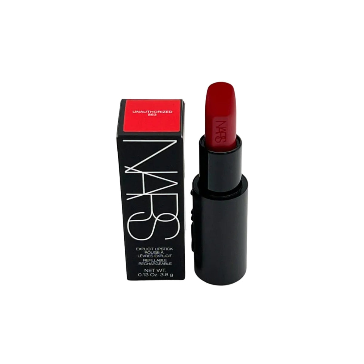 NARS Explicit Lipstick Satin Finish Classic Red 0.13 oz Refillable Full Size